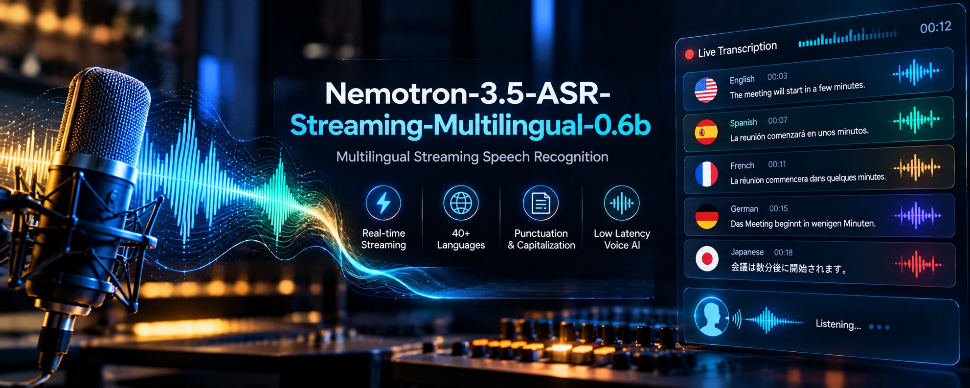 Nemotron 3.5 ASR: Real-Time Multilingual Speech Recognition